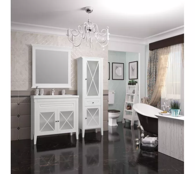 Тумба с раковиной OPADIRIS Палермо белая матовая, Выбрать цвет: Белый, Выбрать размер: 90, изображение 7