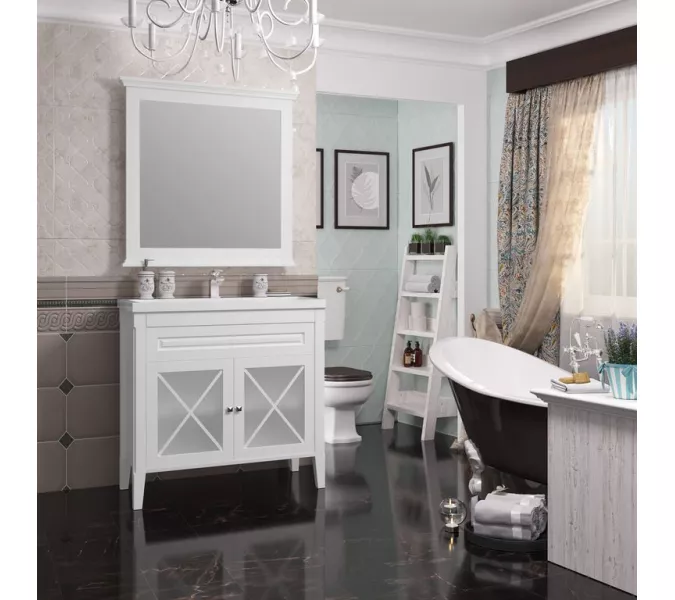 Тумба с раковиной OPADIRIS Палермо белая матовая, Выбрать цвет: Белый, Выбрать размер: 90, изображение 6