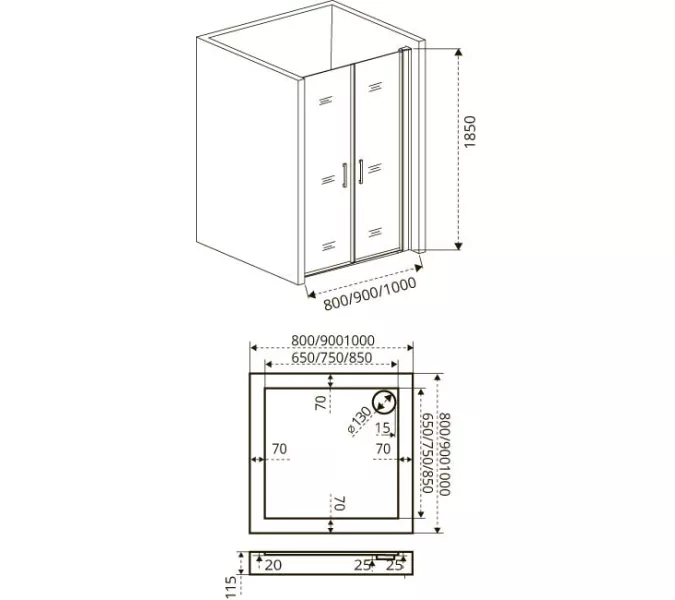 Душевая дверь распашная Good Door FANTASY SD, Выбрать размер: 80, Цвет стекла: прозрачное, изображение 4