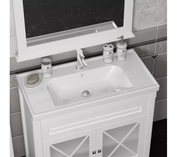 Тумба с раковиной OPADIRIS Палермо белая матовая, Выбрать цвет: Белый, Выбрать размер: 90, изображение 4