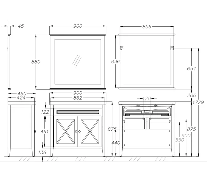 Тумба с раковиной OPADIRIS Палермо белая матовая, Выбрать цвет: Белый, Выбрать размер: 90, изображение 10