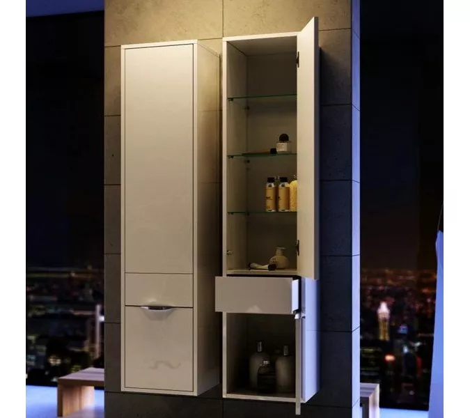 Пенал подвесной AQWELLA Малага, Ориентация: правая, Выбрать цвет: Белый, изображение 3