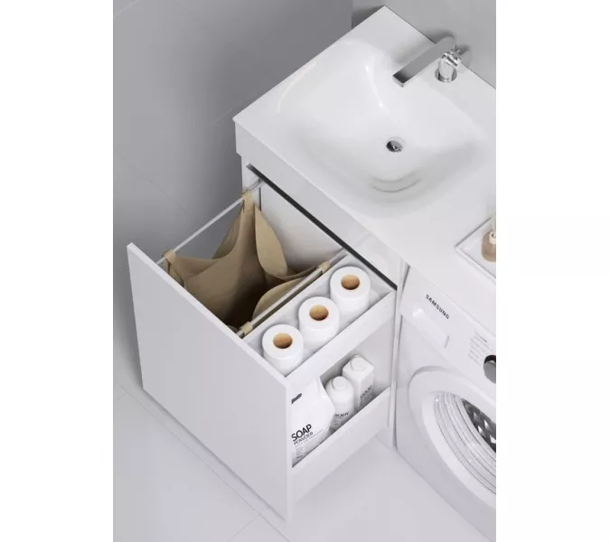 Тумба напольная с корзиной для белья AQWELLA Форма, Ориентация: правая, изображение 2