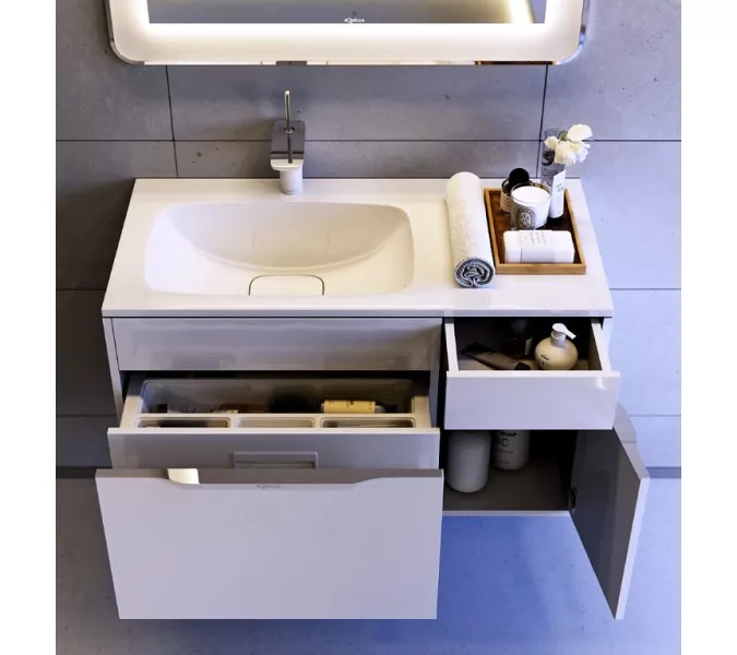 Тумба подвесная AQWELLA Малага, Выбрать размер: 90, Ориентация: левая, Выбрать цвет: Белый, изображение 3