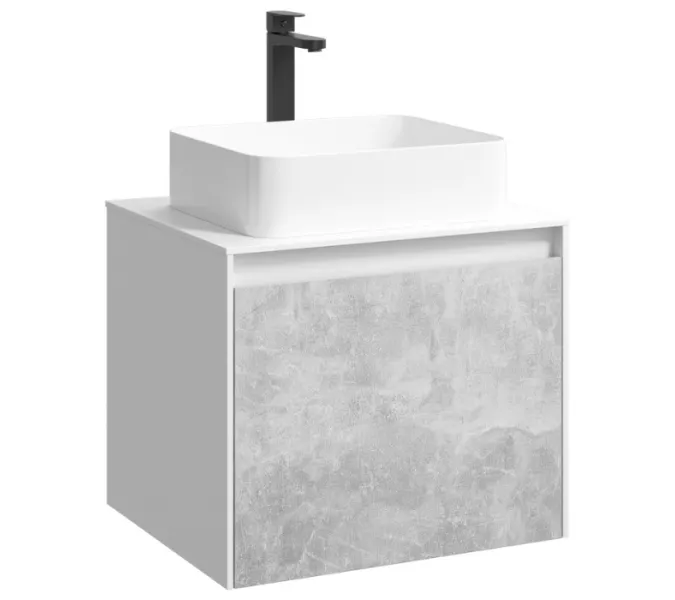 Тумба подвесная AQWELLA Пять звезд Mobi, Выбрать размер: 60, Выбрать цвет: белый/бетон светлый