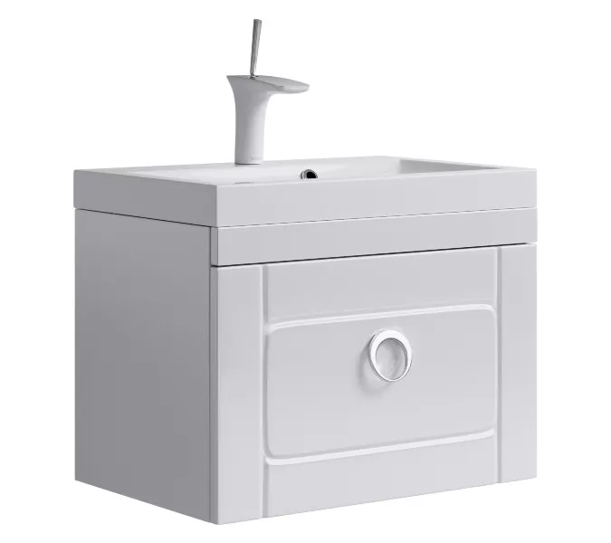 Тумба подвесная с раковиной AQWELLA Инфинити, Выбрать размер: 60, Выбрать цвет: Белый