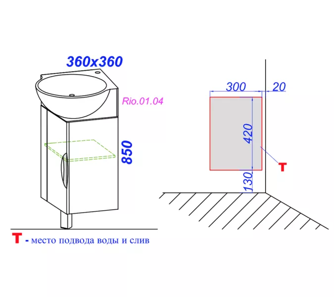 Тумба напольная угловая AQWELLA Рио 45, изображение 5