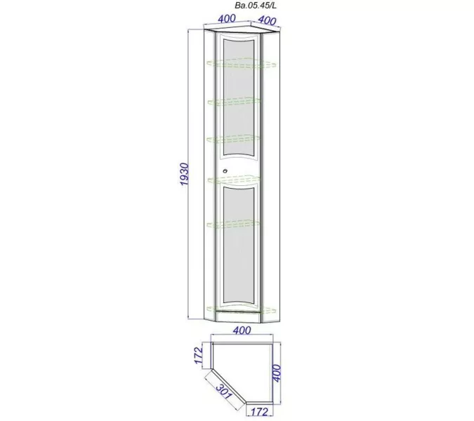 Пенал напольный угловой AQWELLA Барселона 45, изображение 2