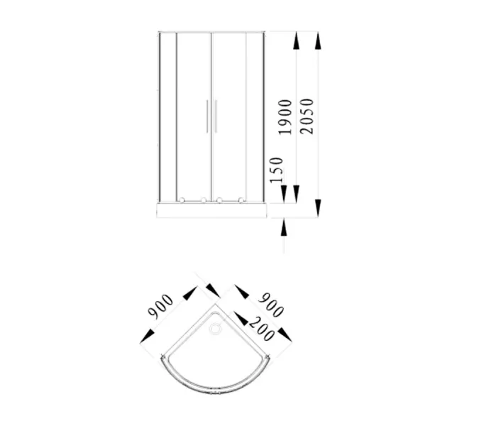 Душевой уголок  Alvaro Banos Toledo S90.20 Cromo 90х90 прозрачное, без поддона, четверть круга, изображение 6