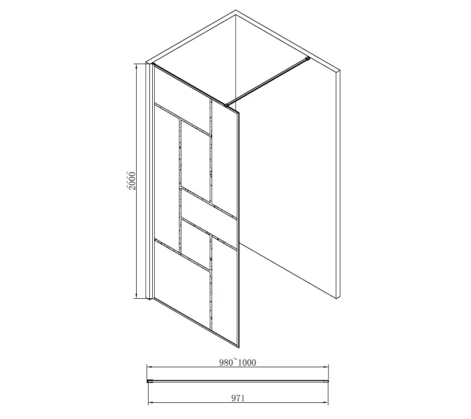Душевая перегородка ABBER Immer Offen (толщина 6мм), Цвет стекла: прозрачное, Цвет профиля: Черный, Выбрать размер: 100, изображение 4