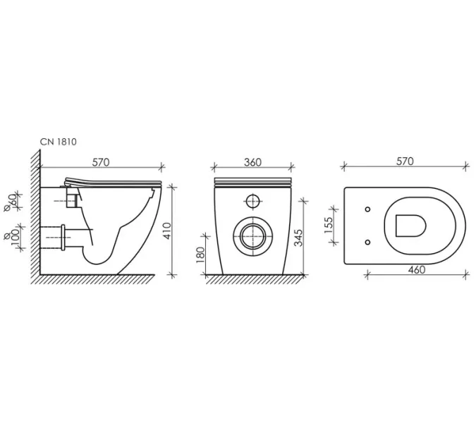 Напольный приставной унитаз Ceramica Nova Mia Rimless CN1810, изображение 7