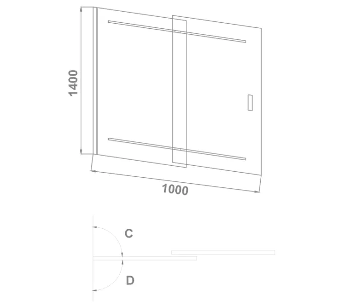 Шторка для ванны Good Door SCREEN SL  100*140, Выбрать цвет: Черный, изображение 4