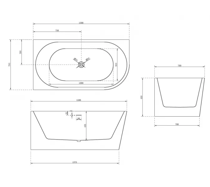Акриловая ванна ABBER AB9257 L/R, Выбрать размер: 150х78, Ориентация: Левая, изображение 2