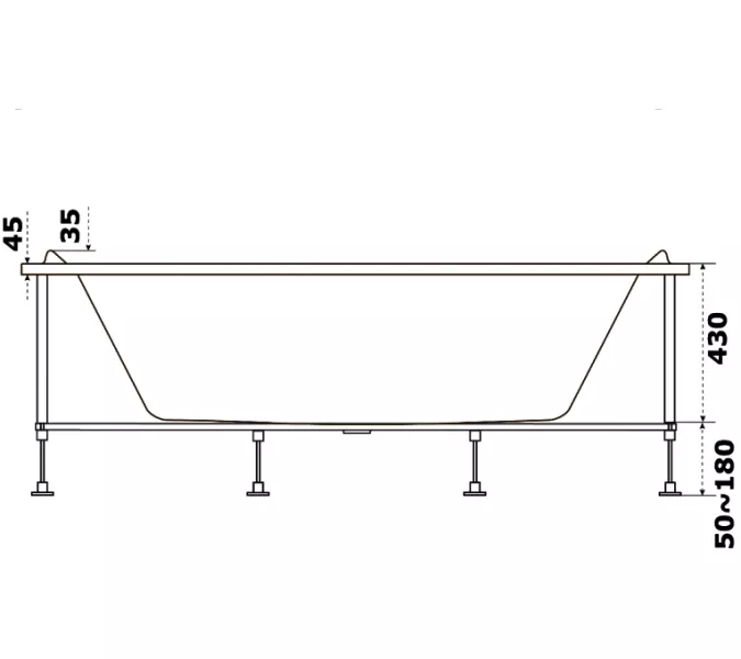 Ванна акриловая BAS  МАЛЕ 180*80, изображение 4