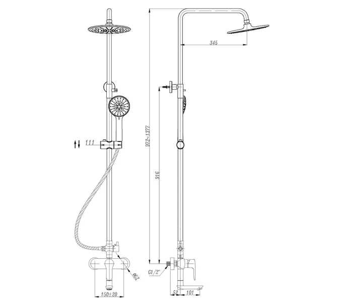 Душевая стойка с изливом ABBER Eleganz AF8316, изображение 2