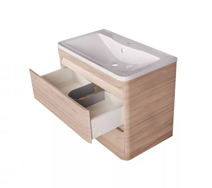 Тумба подвесная с раковиной Style Line  Атлантика, Выбрать цвет: Ясень перламутр, Выбрать размер: 60, изображение 7