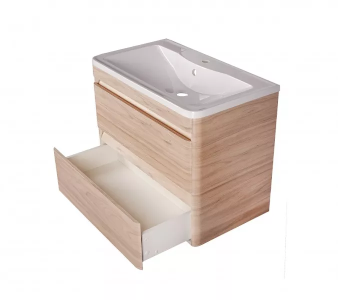 Тумба подвесная с раковиной Style Line  Атлантика, Выбрать цвет: Ясень перламутр, Выбрать размер: 60, изображение 8