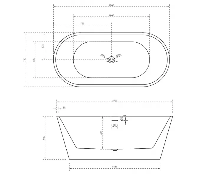 Акриловая ванна ABBER AB9320, Выбрать размер: 150х75, изображение 4
