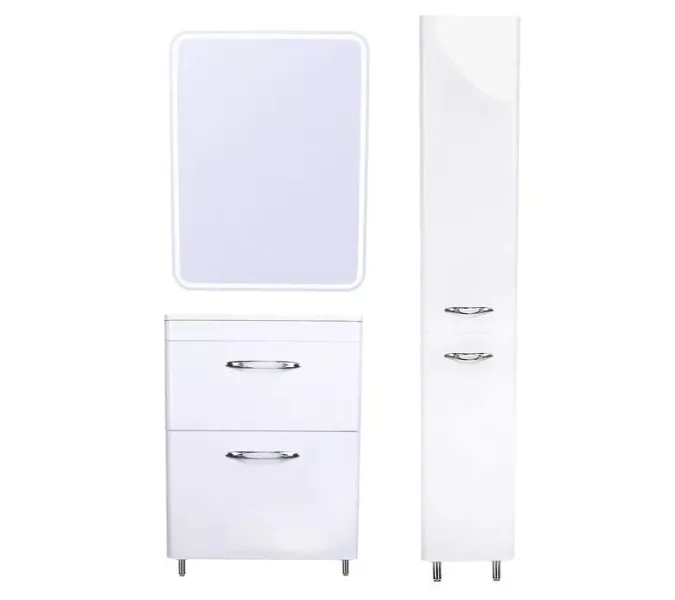 Тумба напольная с раковиной Style Line Каре (2 ящ.) Люкс белая, PLUS, Выбрать размер: 60, изображение 4