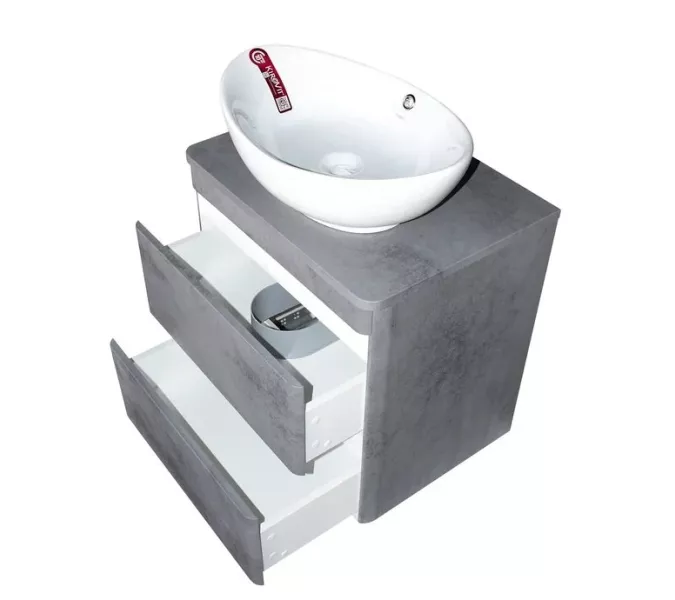 Тумба подвесная со столешницей МДФ Style Line Атлантика бетон темный, Выбрать размер: 60, изображение 5