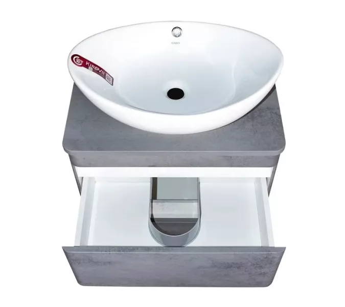 Тумба подвесная со столешницей МДФ Style Line Атлантика бетон темный, Выбрать размер: 60, изображение 4