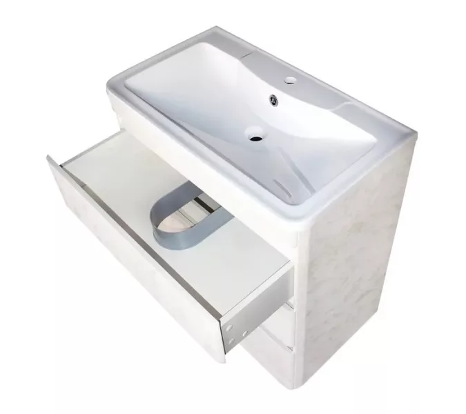 Тумба напольная с раковиной Style Line Атлантика 80 Люкс Plus бетон крем, Выбрать цвет: Бетон крем, Выбрать размер: 80, изображение 3