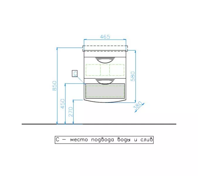 Тумба подвесная с раковиной Style Line Жасмин, Выбрать размер: 50, изображение 8