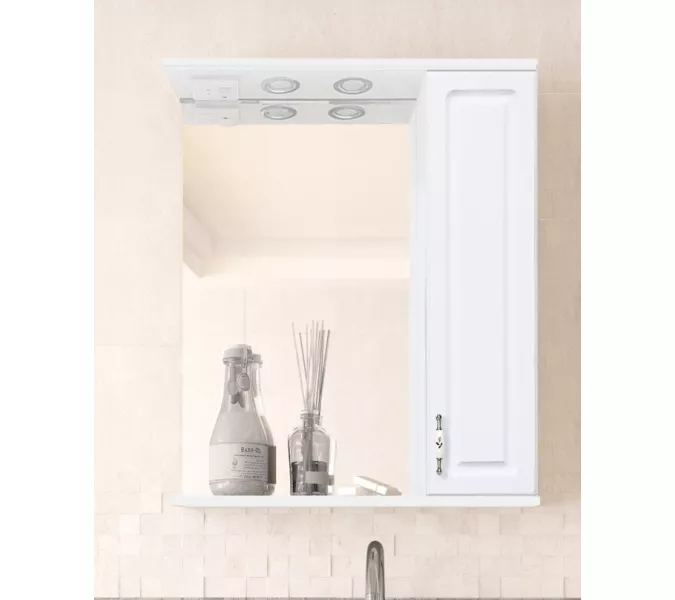 Зеркальный шкаф Style Line  Олеандр, Выбрать размер: 55, Выбрать цвет: Белый, изображение 3