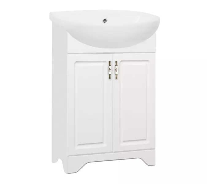 Тумба напольная с раковиной Style Line Олеандр, Выбрать размер: 55, Выбрать цвет: Белый