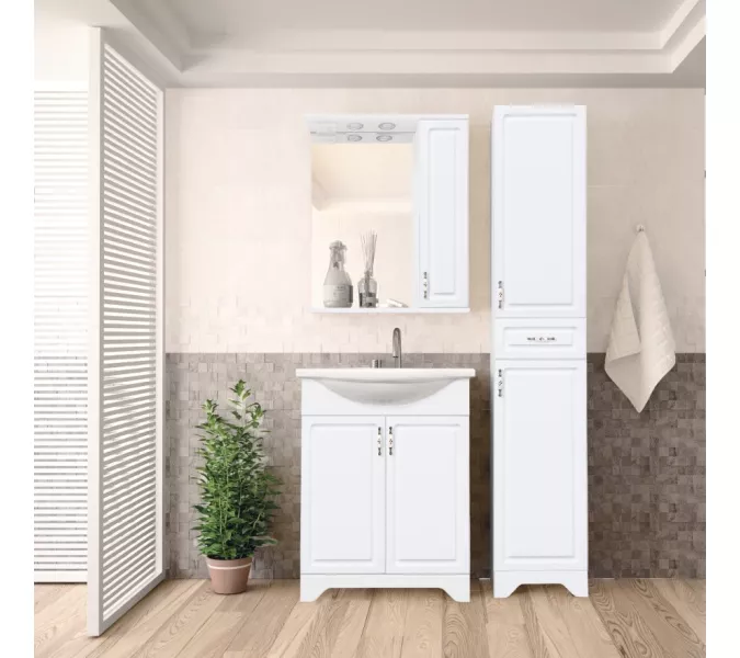 Тумба напольная с раковиной Style Line Олеандр, Выбрать размер: 55, Выбрать цвет: Белый, изображение 4