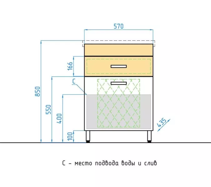 Тумба напольная с раковиной Style Line Ориноко с бельевой корзиной, Выбрать размер: 60, изображение 4