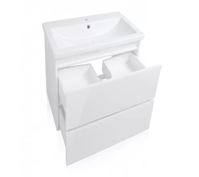 Тумба подвесная с раковиной Style Line Даймонд Люкс Plus, Выбрать размер: 60, Выбрать цвет: Белый, изображение 3