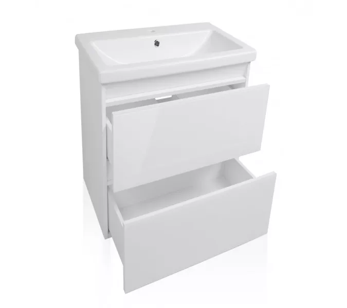 Тумба подвесная с раковиной Style Line Даймонд Люкс Plus, Выбрать размер: 60, Выбрать цвет: Белый, изображение 4