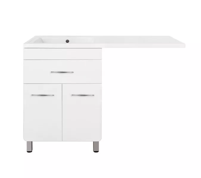 Тумба напольная Style Line ВаЛеРо 60см с раковиной под стиральную машину 120см, Люкс белая, PLUS, Ориентация: левая