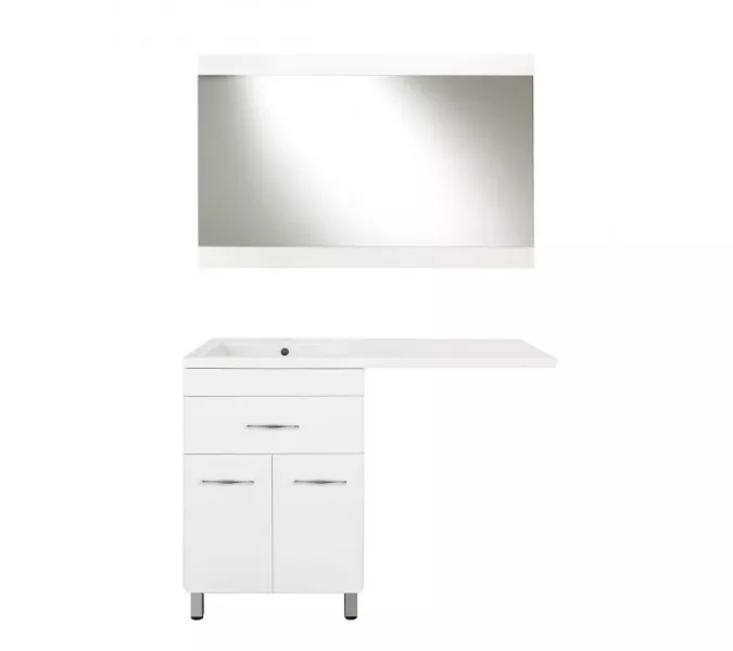 Тумба напольная Style Line ВаЛеРо 60см с раковиной под стиральную машину 120см, Люкс белая, PLUS, Ориентация: левая, изображение 2