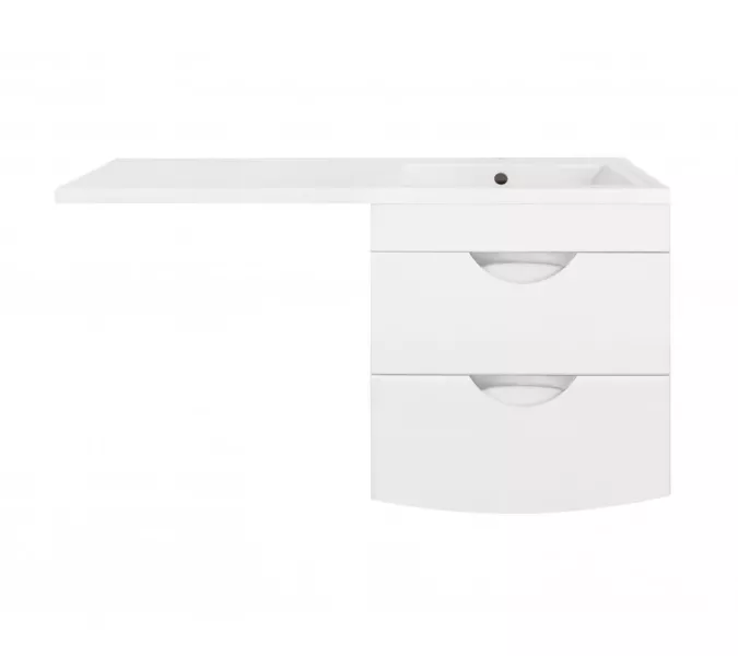 Тумба подвесная Style Line Жасмин 2 60 Люкс белая, PLUS (2 ящ.) с раковиной Даллас 120 L/R, Ориентация: правая