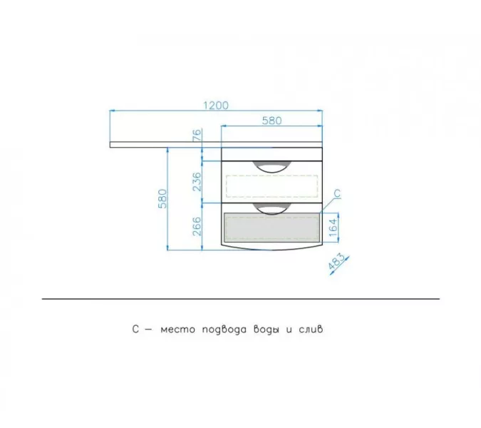 Тумба подвесная Style Line Жасмин 2 60 Люкс белая, PLUS (2 ящ.) с раковиной Даллас 120 L/R, Ориентация: правая, изображение 8