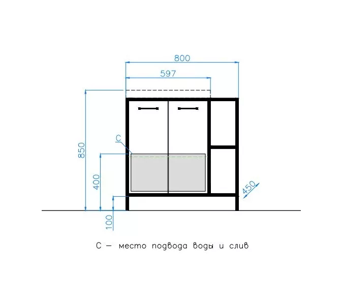 Тумба напольная с раковиной Style Line Лофт 60/80 L/R, Выбрать размер: 60, Ориентация: левая, изображение 6