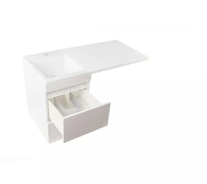 Тумба подвесная Style Line с раковиной  Даллас Люкс белая, PLUS, Выбрать размер: 100, изображение 5