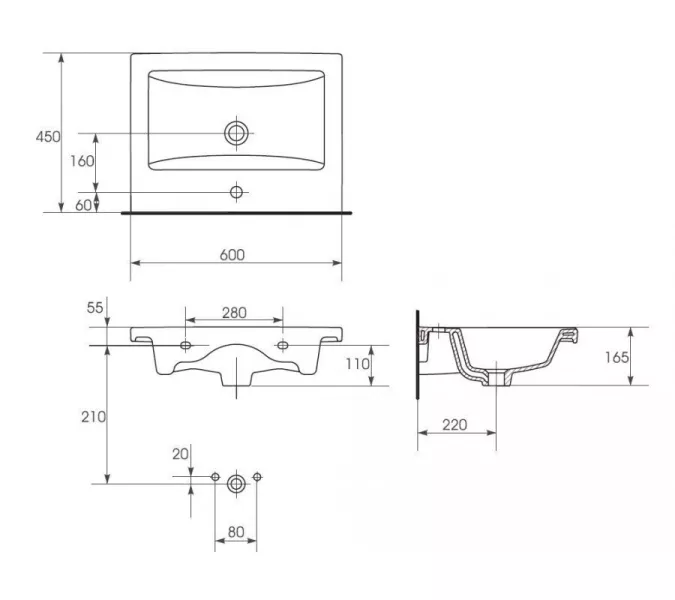 Тумба подвесная с раковиной Style Line Вероника  Комо 60/80  Люкс белая, PLUS, Выбрать размер: 60, изображение 10