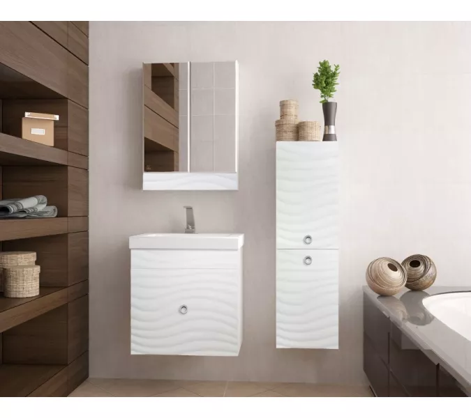 Тумба подвесная с раковиной Style Line Вероника  Комо 60/80  Люкс белая, PLUS, Выбрать размер: 60, изображение 7