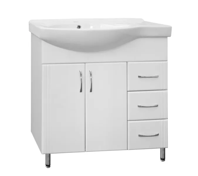 Тумба напольная с раковиной Style Line Эко Стандарт №25 82 L/R белая, Ориентация: правая