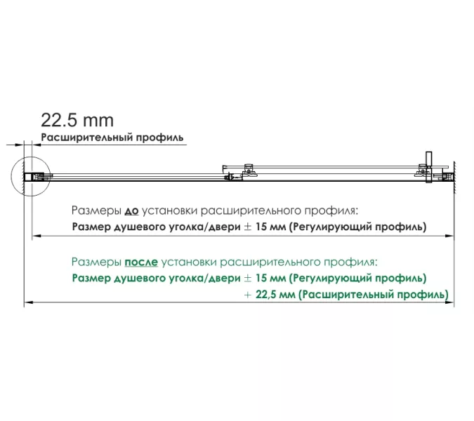 Расширительный профиль для душевых уголков  WasserKRAFT Lippe D250, изображение 2