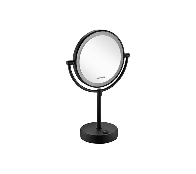 Зеркало с LED-подсветкой двухстороннее, стандартное и с 3-х кратным увеличением WasserKRAFT Elbe K-7200 K-1005BLACK