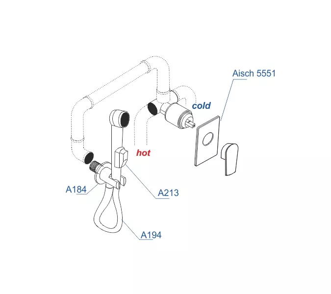 Встраиваемый комплект для биде со шлангом 150 см WasserKRAFT  A55094/A66096, Выбрать цвет: Золото, изображение 3