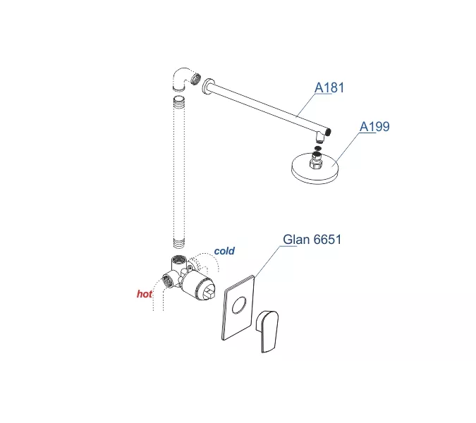 Встраиваемый комплект для душа с верхней душевой насадкой  WasserKRAFT  A66181, изображение 3