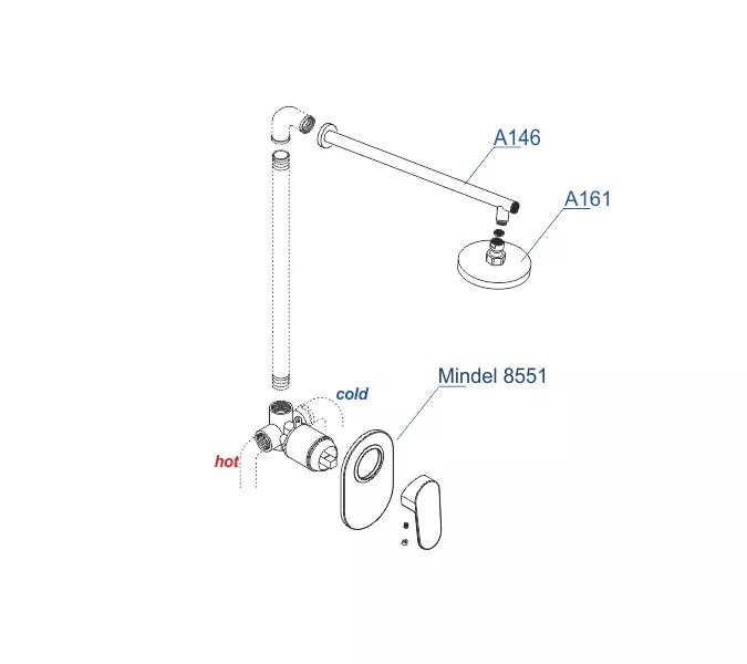 Встраиваемый комплект для душа с верхней душевой насадкой  WasserKRAFT  A85146, изображение 3