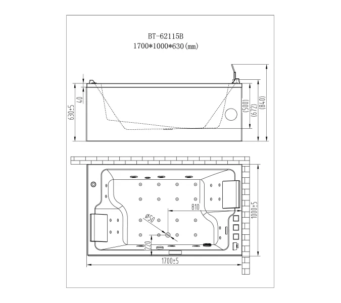 Акриловая гидромассажная ванна Orans BT-62115 L/R  170*100, Ориентация: левая, изображение 4