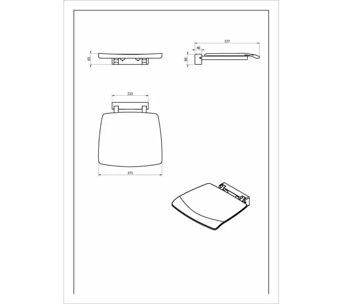 Складное сиденье для крепления на стену Black&White SN-0393, изображение 2