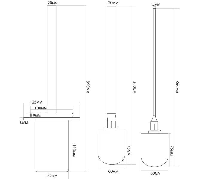 Ёршик для унитаза настенный Black&White SN-8025, изображение 2